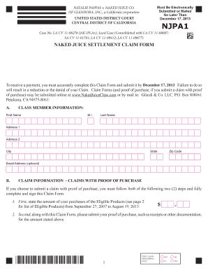 Naked Juuce Claim Form Complete With Ease Airslate Signnow