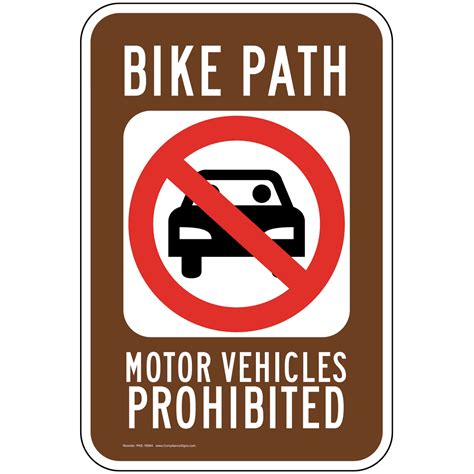 Bike Path Motor Vehicles Prohibited Sign PKE 16984 Recreation