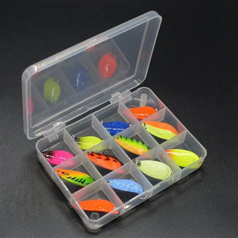 WLDSLURE 12pcs Mixed 3g 4 5g 5g Fishing Box Metal Bait Spoon Lure Set