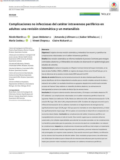 Peripheral Intravenous Catheter Non Infectious Complications Enes