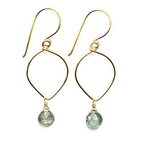 Moss Aquamarine Earrings 14kt Gold Filled Lotus Loop V2