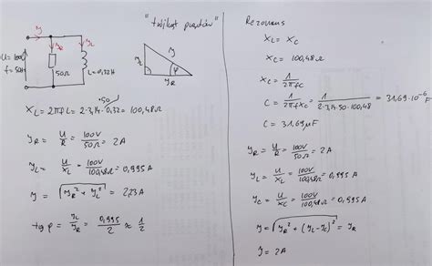 3 Obwód równoległy RL włączono do źródła o napięciu U 100V f 50Hz