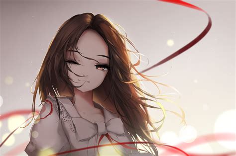 2560x1700 Brown Long Hair Anime Girl Chromebook Pixel Hd 4k Wallpapers