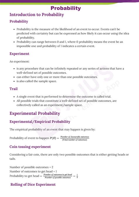 Probability Class 9 Notes Introduction To Probability Probability