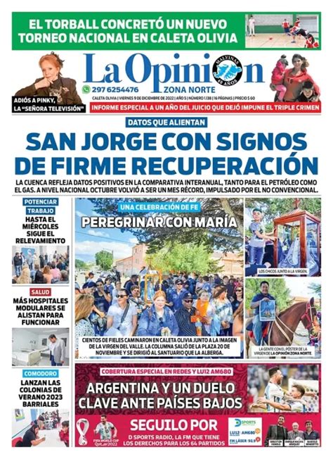 Diario La Opini N Zona Norte Tapa Edici N Impresa Del Viernes De