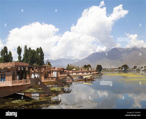 House boats at nigeen lake ; Srinagar ; Jammu and Kashmir ; India Stock ...