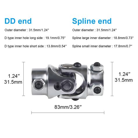 Spline X Dd Single Steering Shaft Universal U Joint Nickel