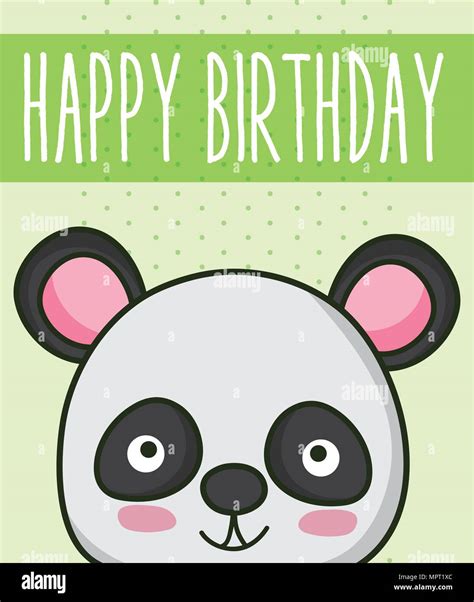 Oso Panda en lindo tarjeta feliz cumpleaños Imagen Vector de stock Alamy