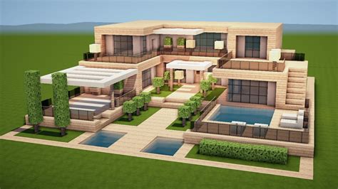 Modernes Haus Mit Pool In Minecraft Bauen Tutorial Haus Youtube