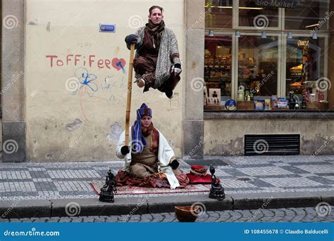 Levitating Man Illusion In Prague Street Editorial Stock Photo Image