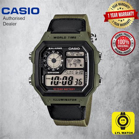 Casio Digital Men S Watch AE 1200WHB 3B Nylon Strap Classic Design 1