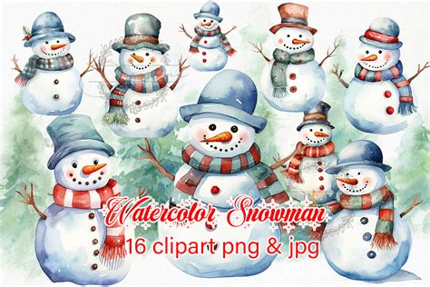 Winter Christmas Snowman Clipart Graphic By Christina Clipart