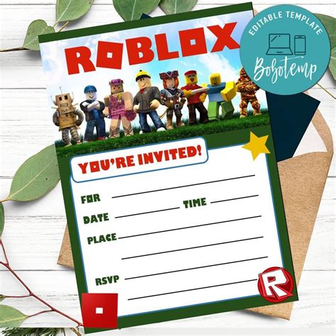 Roblox Fill In Blank Invitation Customizable Template DIY Bobotemp