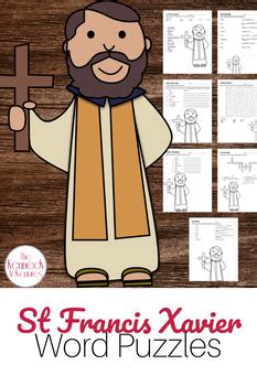 Catholic Saint Word Puzzles No Prep Activity St Francis Xavier