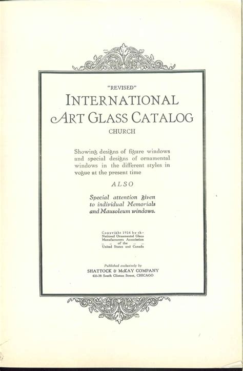 An Old Book With The Words International Art Glass Catalog Written In