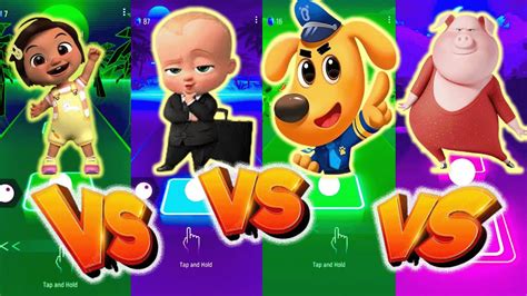 Battle Cocomelon Vs Baby Boss Vs Sheriff Labrador Vs Sing Tiles Hop