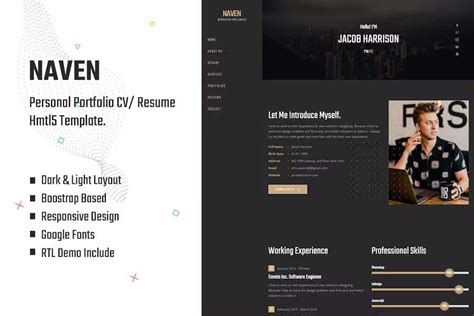 Naven Resume CV VCard Portfolio Template Latest Version WooCrack