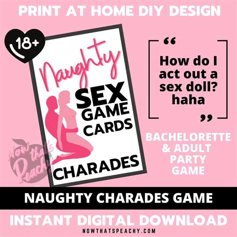 Naughty Rude Sex Charades Card Game Printable Instant Download 18 Bachelorette Hen Party Bridal