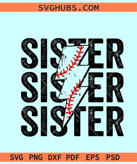 Baseball Sister Retro Svg Baseball Lightning Bolt Svg Grudge Baseball Svg