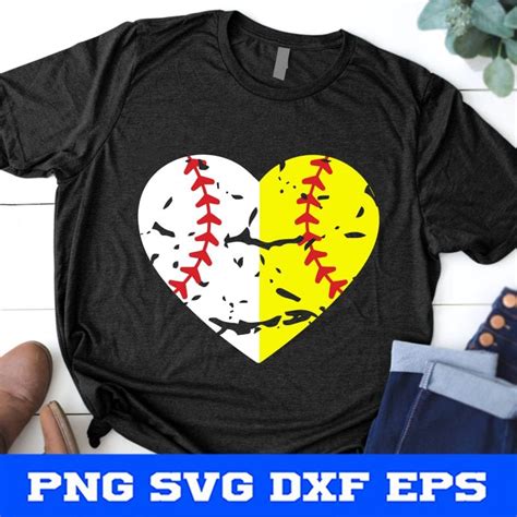 Split Half Baseball Softball Heart Grunge Svg Distressed Baseball Mom