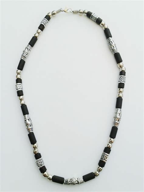 Hawaii Two Tone Chrome Black Surfer Beaded Choker Necklace Men S Beach