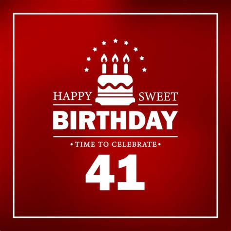 Premium Vector | Happy birthday 41, red card with cake, gifts, vector ...