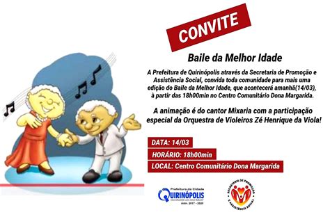 Convite Baile Da Melhor Idade Prefeitura Municipal De Quirin Polis Go