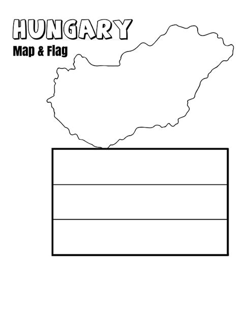 Hungary Map and Flag - Coloring Pages