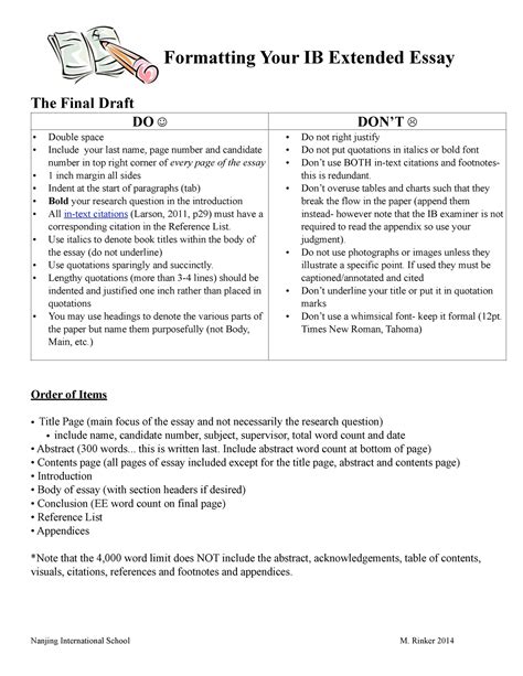 Formatting Your Ib Extended Essay 1net1rw Formatting Your Ib Extended Essay The Final Draft