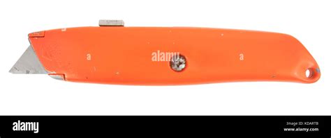 Isolated Orange Box Cutter Utility Knife For Blade Showing