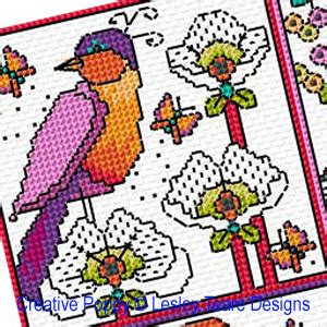 Lesley Teare Designs Blackwork Flowers With Birds Cross Stitch Pattern