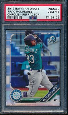 PSA 10 JULIO RODRIGUEZ 2019 Bowman Chrome Draft REFRACTOR Rookie RC GEM