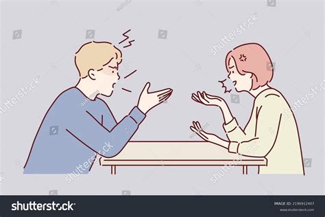 Couple Arguing And Conflicting Hand Drawn Style Vector Design