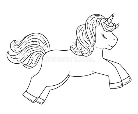 Cute Outline Doodle Unicorn Hand Drawn Elements Stock Vector