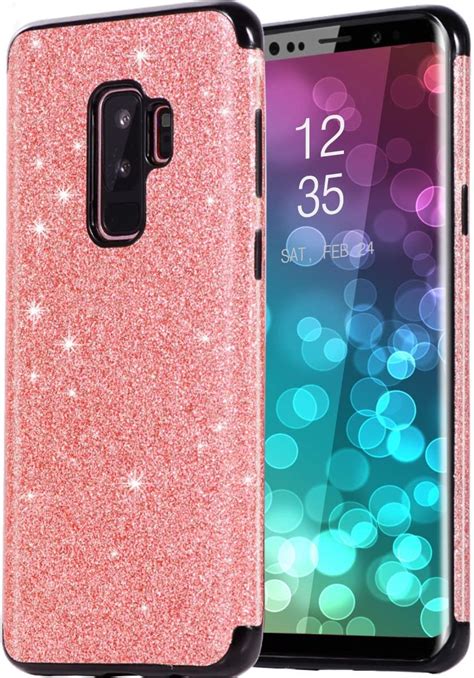 Watache Galaxy S9 Plus Case Glitter Sparkle Bling Case Protective Cover Three