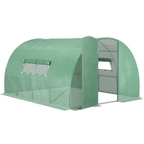 Outsunny Green Steel X Ft Walk In Polytunnel Greenhouse Wilko