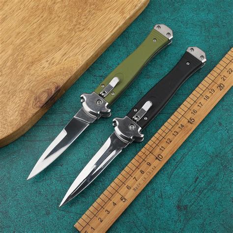 Mirror Snake 440 Blade Automatic Knife Nylon Wave Fiber Handle Folding ...