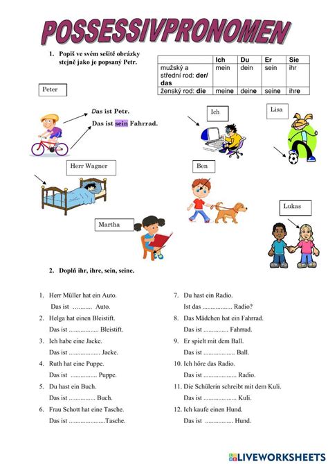 Possessivpronomen 3045 Beakubesova Live Worksheets