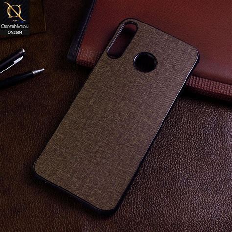 Infinix Hot 8 Cover Brown New Fabric Soft Silicone Logo Case Ordernation