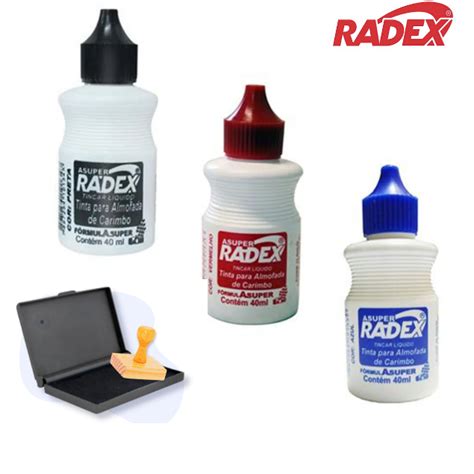 Tinta Para Carimbo Azul Vermelho Preto RADEX 40ML Shopee Brasil