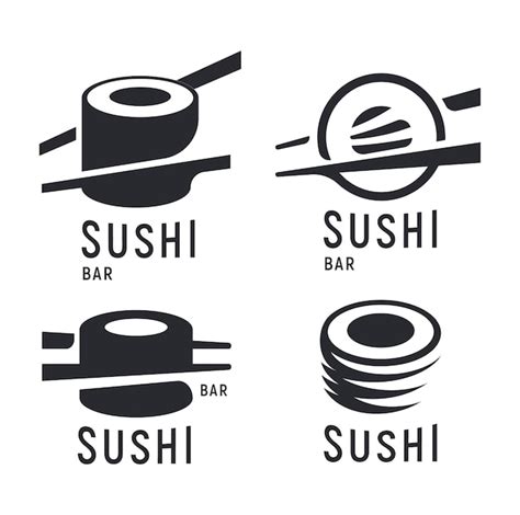 Sushi Y Rollo Con Palillos Sobre Fondo Blanco Plantilla De Logotipo De