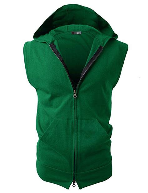 H2h Mens Fashion Lightweight Sleeveless Hoodies Zip Up With Pocket