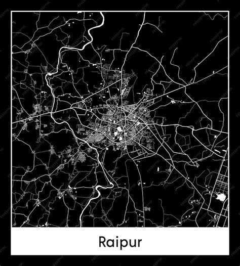 Mapa Mínimo De La Ciudad De Raipur India Asia Vector Premium