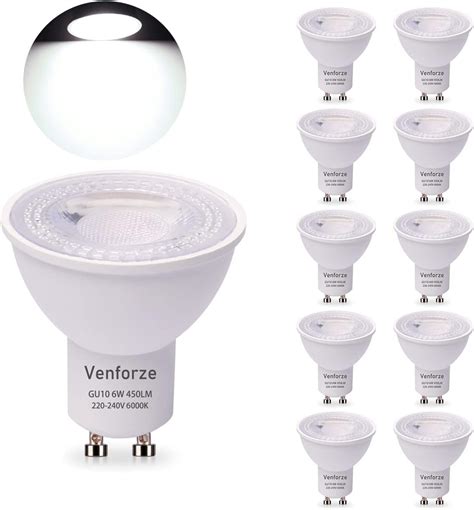 Venforze Gu10 Led Bulbs Cool White 6w 450lm 6000k Spotlight Bulbs 38