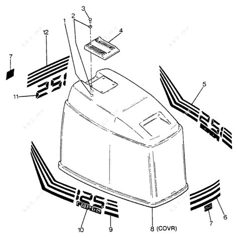 Mercury Force 125 Hp 1988 Engine Cover Bayliner Models Parts Catalog