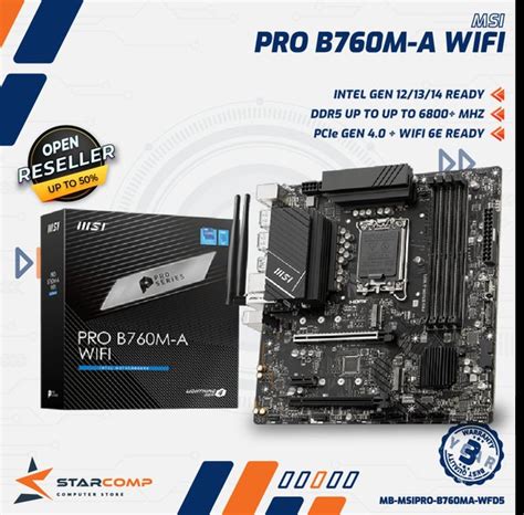 Jual MSI PRO B760M A WIFI DDR5 MOTHERBOARD INTEL B 760 LGA 1700 MATX Di