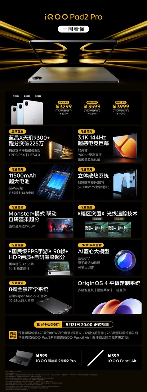 iQOO Pad2 Pro 系列平板电脑售价 2499 元 3299 元起今晚 8 点预售 叮当号