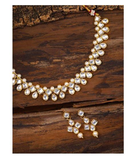 Zaveri Pearls Zinc Golden Choker Traditional 22kt Gold Plated Necklaces