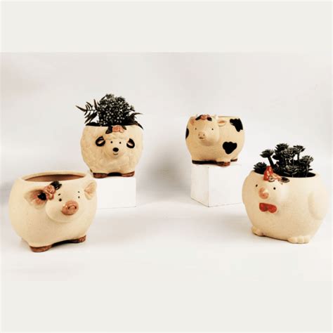 Farm Animal Planters W Flower Sproutwell Decor