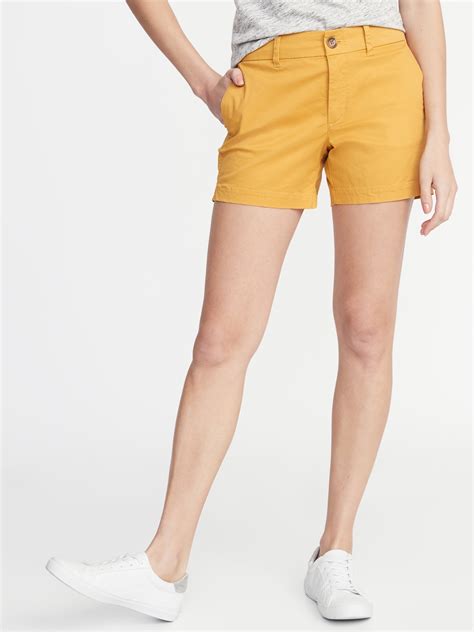 Mid Rise Twill Everyday Shorts For Women 5 Inch Inseam Old Navy